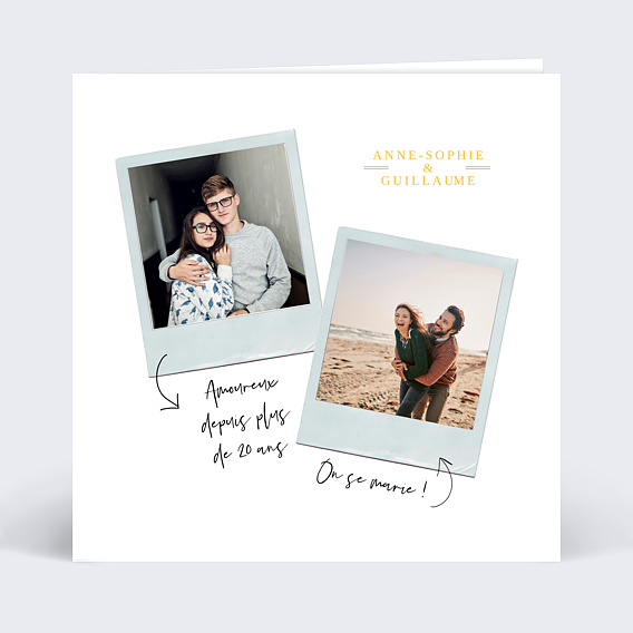 Faire part mariage Avant-après Polaroïd