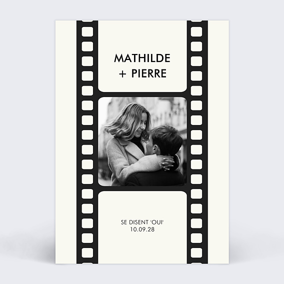 Faire part mariage Bande cinéma vintage