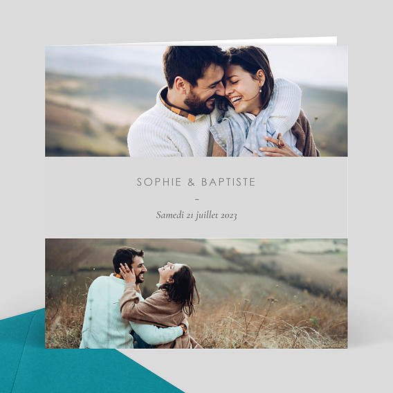 Faire-part Mariage Faire-part Mariage Bandeau Gris