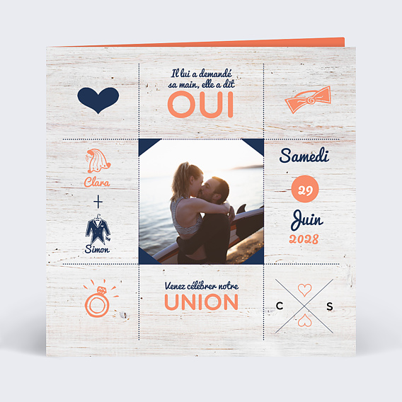 Faire part mariage Bois Flotté