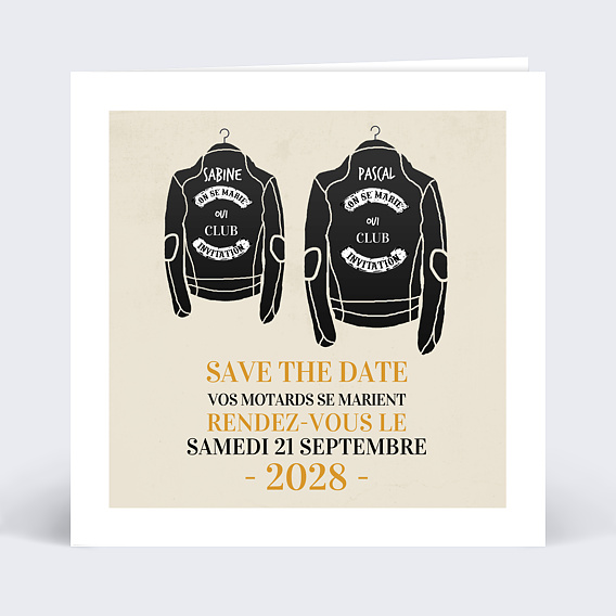 Faire part mariage Born to Ride Together