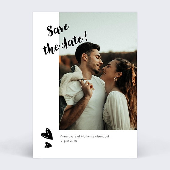 Faire part mariage Cadre Blanc Avec Coeur