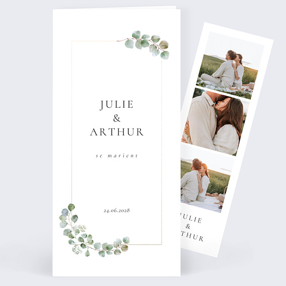 Faire-part Mariage Cadre Ocre Eucalyptus