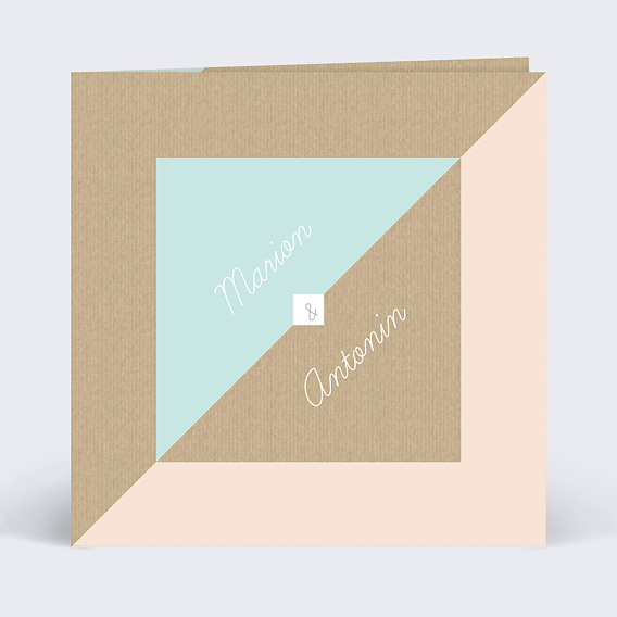 Faire-part Mariage Carré pastel