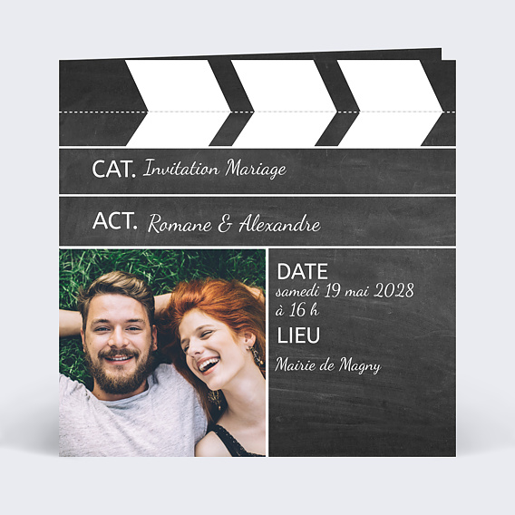 Faire part mariage Clap de cinéma