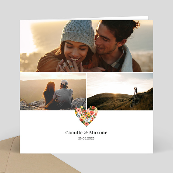 Faire-part Mariage Coeurs en fête