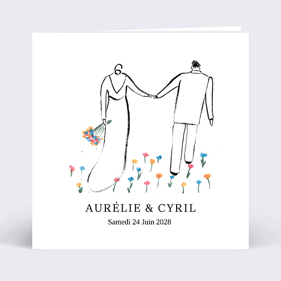 Faire part mariage Couple Champêtre
