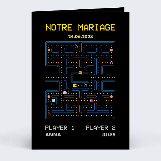 Faire part mariage Couple Pacman
