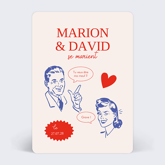 Faire part mariage Couple Vintage