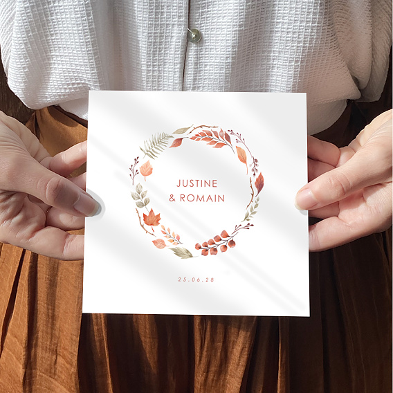 Faire part mariage Couronne Automnale