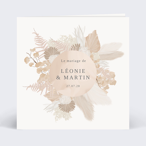 Faire part mariage Couronne Bohème Rosé