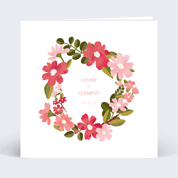 Faire part mariage Couronne de Bégonias
