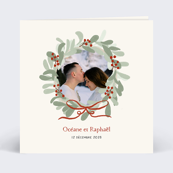 Faire part mariage Couronne de Noël