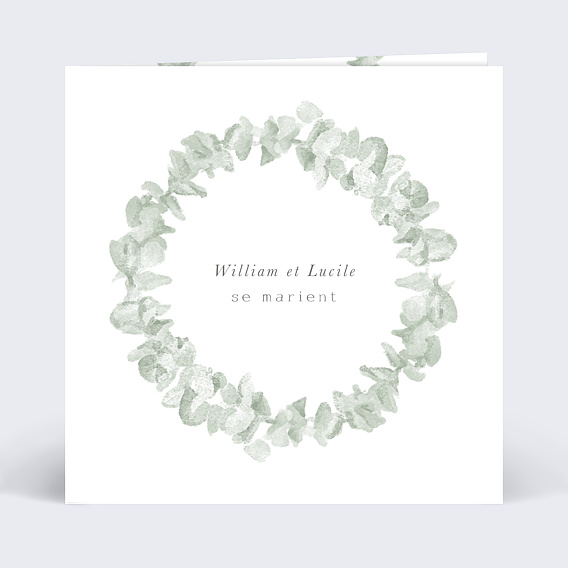 Faire part mariage Couronne Eucalyptus Aquarelle