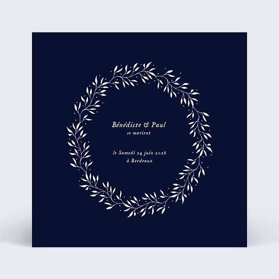 Faire part mariage Couronne Fleurie
