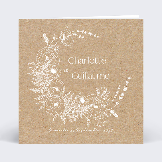 Faire part mariage Couronne Kraft