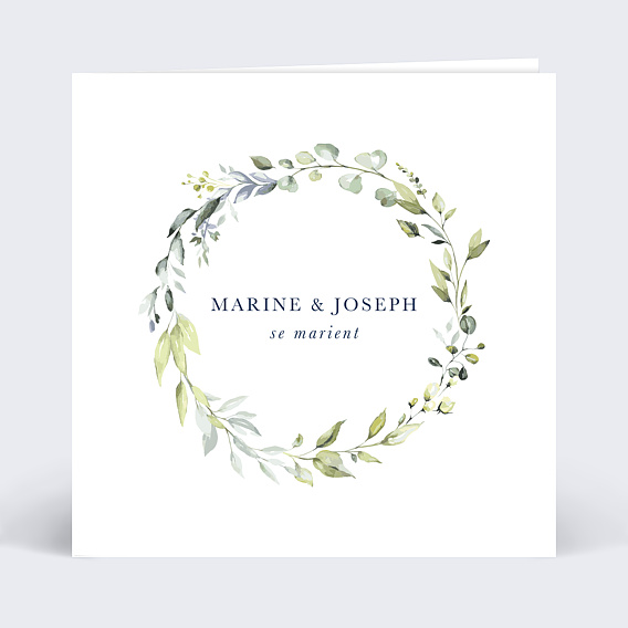 Faire part mariage Couronne végétale