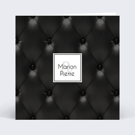 Faire part mariage Cuir Matelassé Noir