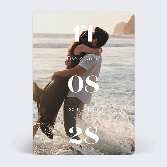 Faire part mariage Date Verticale