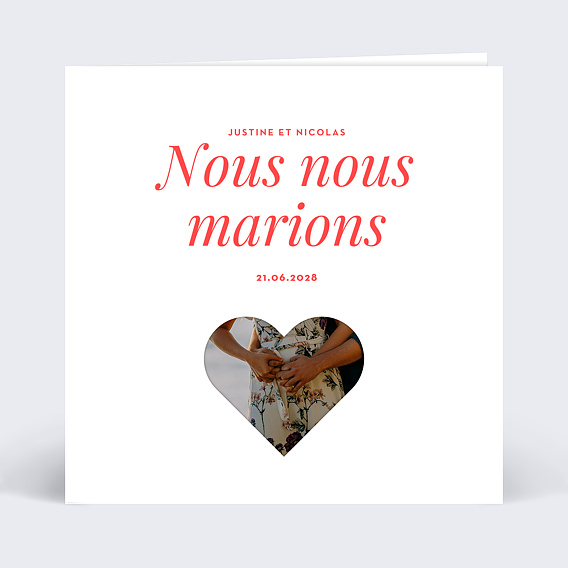 Faire part mariage Découpe Coeur