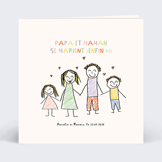 Faire part mariage Dessin Papa et Maman