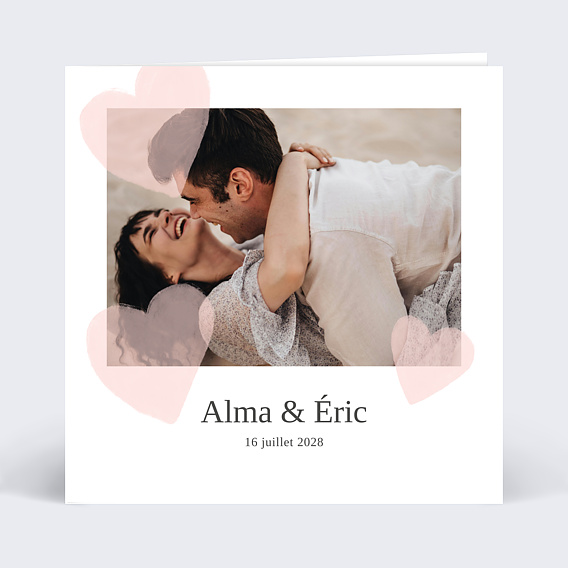 Faire part mariage Envolée de coeurs