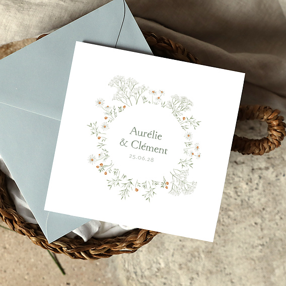 Faire part mariage Étiquette Champêtre