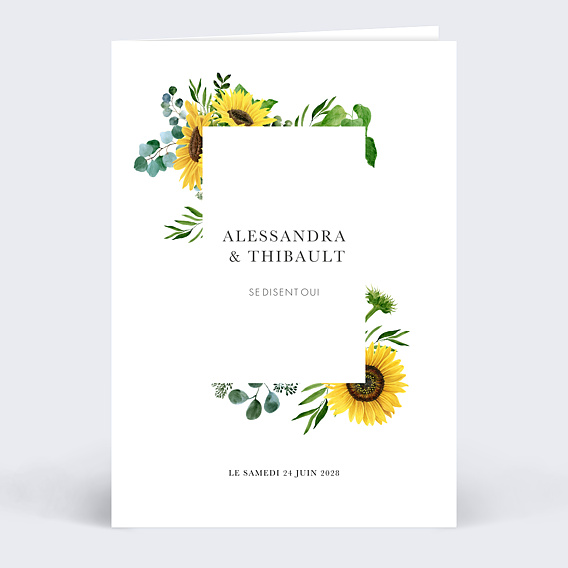 Faire part mariage Étiquette Tournesol