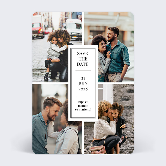 Faire part mariage Étiquette Verticale