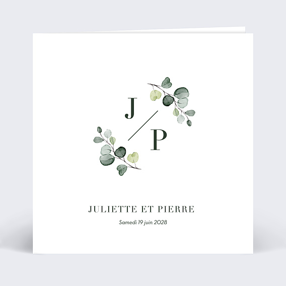 Faire part mariage Petite branche eucalyptus
