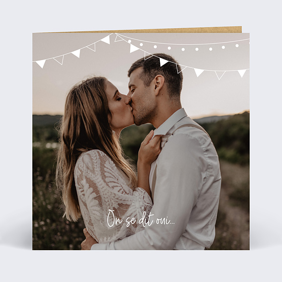 Faire part mariage Fanions Bucoliques