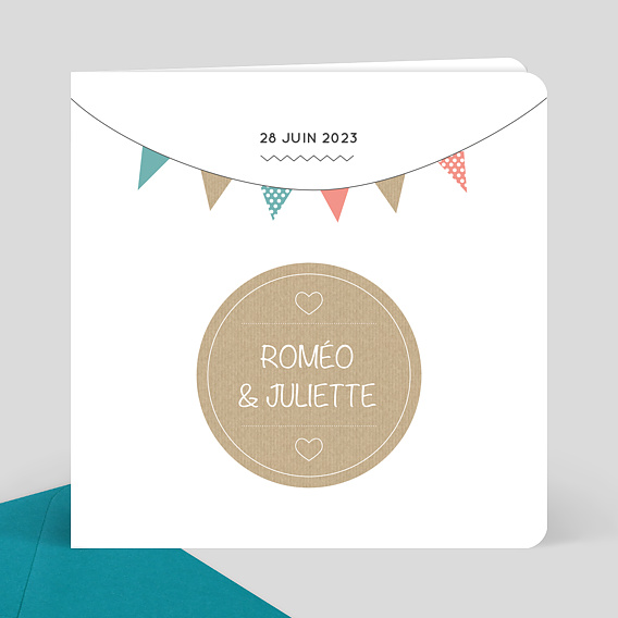 Faire-part Mariage Fanions vintage