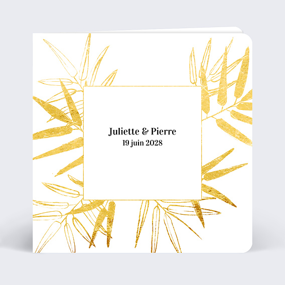 Faire part Mariage Feuilles Ocre