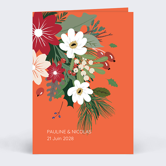 Faire part mariage Fleurs et Feuilles