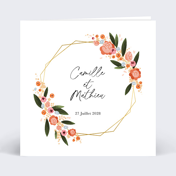 Faire part mariage Hexagone Champêtre