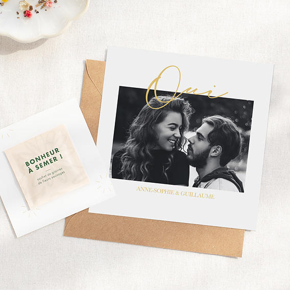 Faire part mariage Joli Oui avec Graines