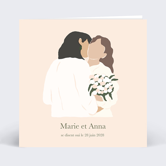 Faire part mariage Le câlin femmes