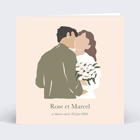 Faire part mariage Le calin