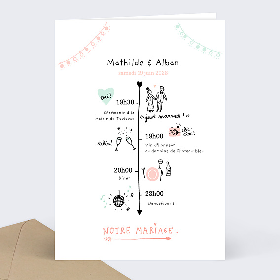 Faire-part de Mariage illustré - Popcarte