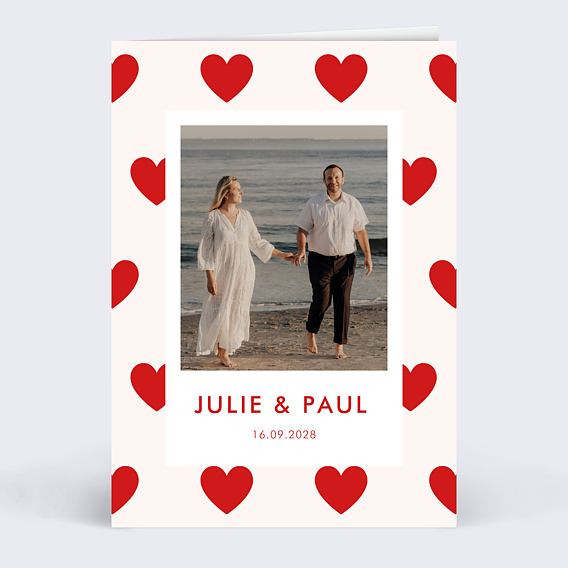 Faire part mariage Motif Coeurs
