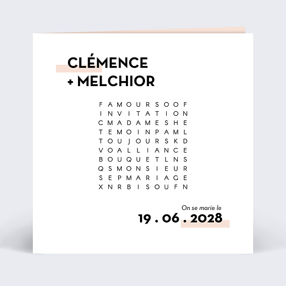 Faire part mariage Original Mots Mêlés