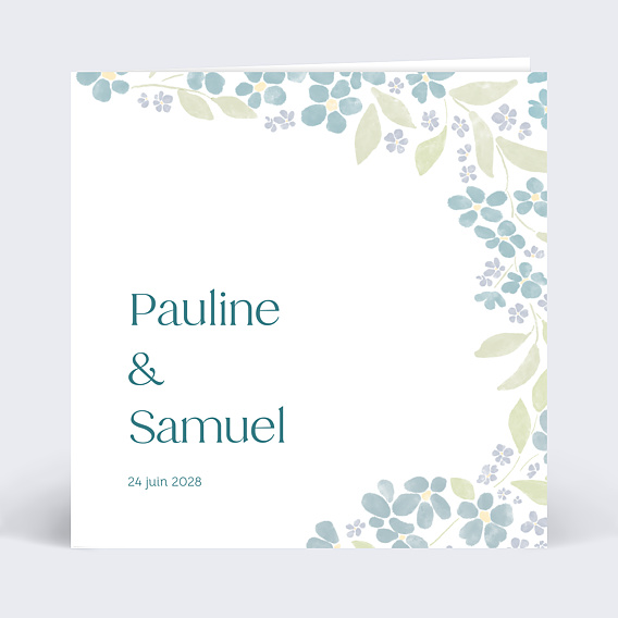 Faire part mariage Petites fleurs bleues
