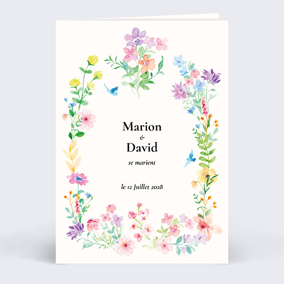 Faire part mariage Petites Fleurs Colorées