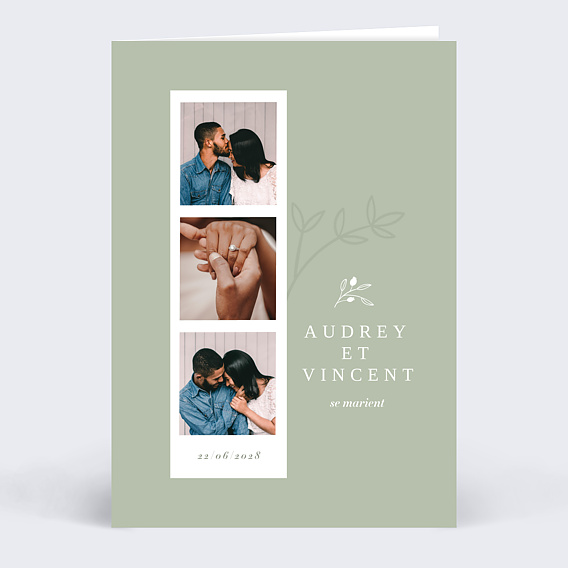 Faire part mariage Photomaton Amande
