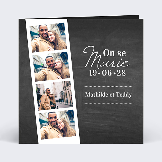 Faire part mariage Photomaton Ardoise