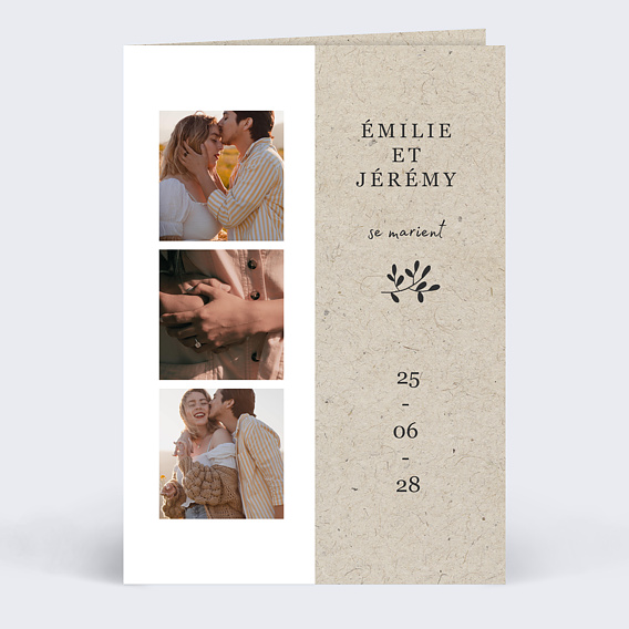 Faire part mariage Photomaton Nature