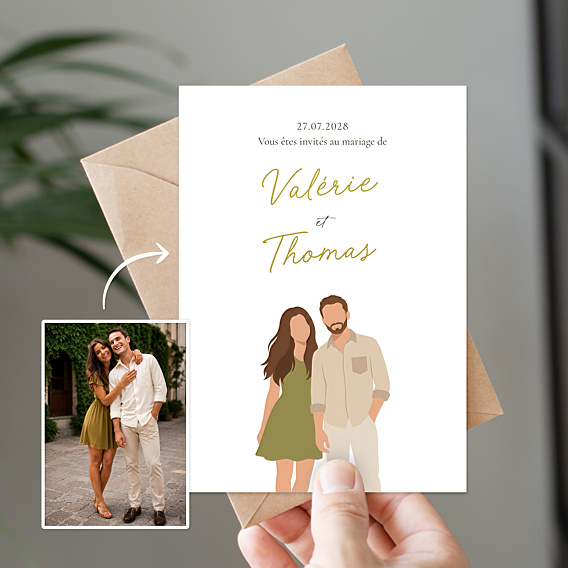 Faire part mariage Portrait minimaliste ajusté