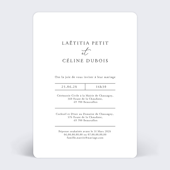 Faire part mariage Raffinement