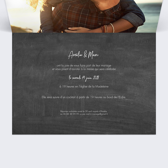 Faire part mariage Clap Intérieur Droit