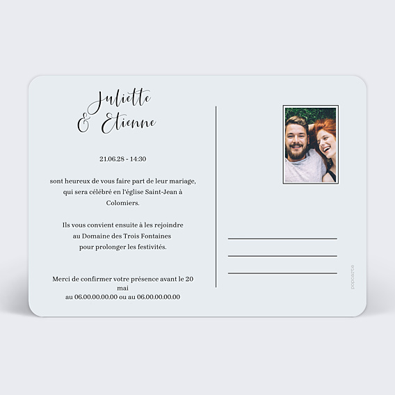 Faire-part Mariage Carte Postale Chic